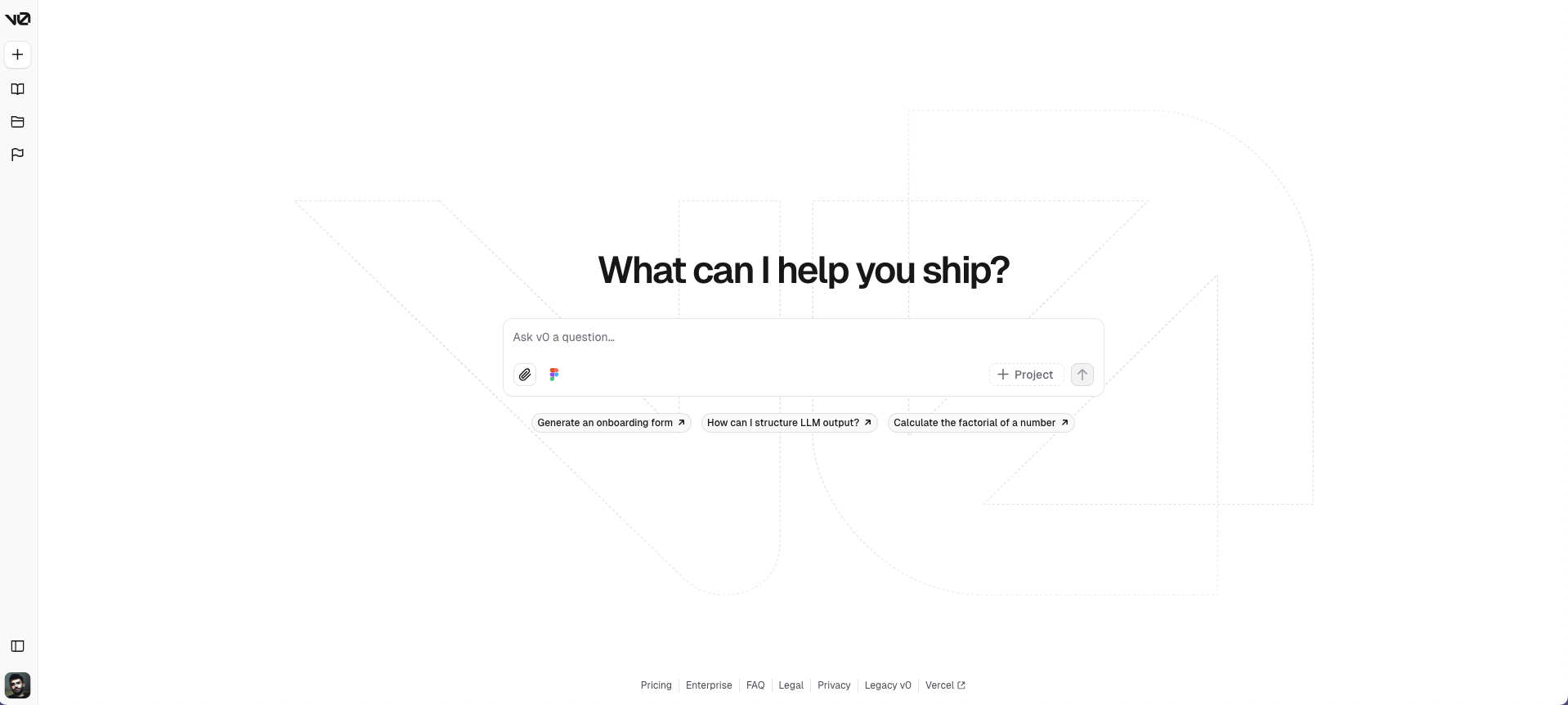 Vercel's V0 interface